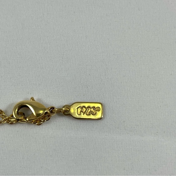 Vintage unique gold tone pendant necklace chain with faux pearls by 1928. - Picture 7 of 11